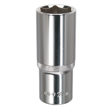 Sealey - WallDrive Socket 24mm Deep 1/2inchSq Drive Fully Polished