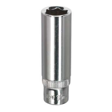 Sealey - WallDrive Socket 11mm Deep 1/4inchSq Drive Fully Polished