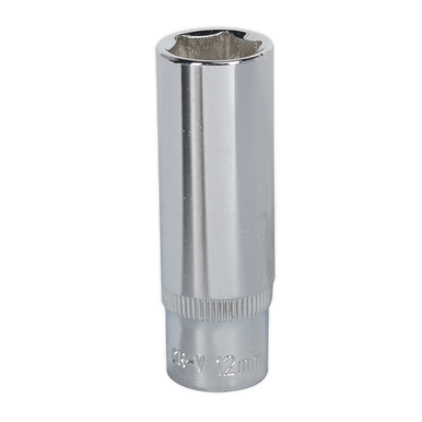 Sealey - WallDrive Socket 12mm Deep 1/4inchSq Drive Fully Polished