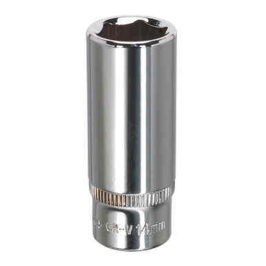 Sealey - WallDrive Socket 14mm Deep 1/4inchSq Drive Fully Polished