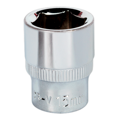 Sealey - WallDrive Socket 15mm 3/8inchSq Drive Fully Polished
