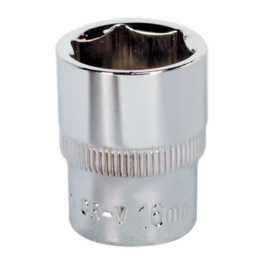 Sealey - WallDrive Socket 16mm 3/8inchSq Drive Fully Polished