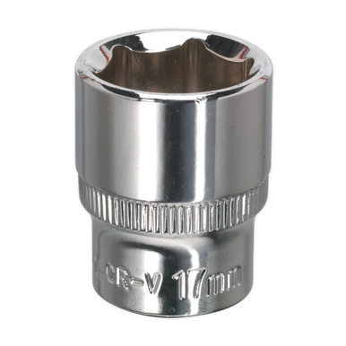 Sealey - WallDrive Socket 17mm 3/8inchSq Drive Fully Polished