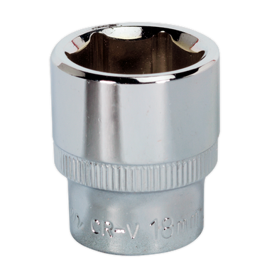 Sealey - WallDrive Socket 18mm 3/8inchSq Drive Fully Polished