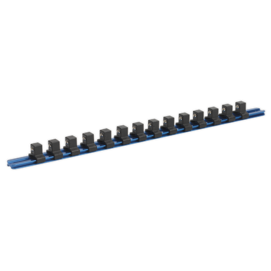 Sealey - Socket Retaining Rail with 14 Clips Aluminium 1/2inchSq Drive