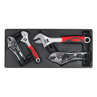 Sealey - Tool Tray with Locking Pliers and Adjustable Wrench Set 4pc