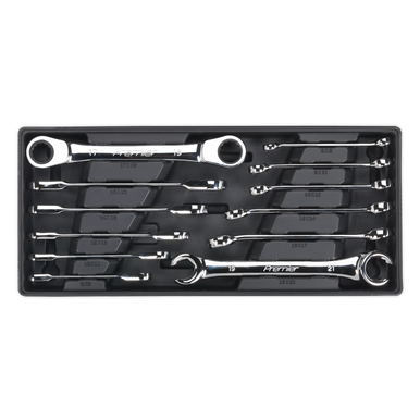 Sealey - Tool Tray with Flare Nut and Ratchet Ring Spanner Set 12pc
