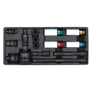 Sealey - Tool Tray with Impact Socket and Adaptor Set 15pc Metric