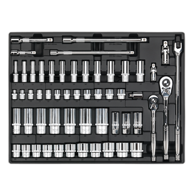 Sealey - Tool Tray with Socket Set 55pc 3/8inch and 1/2inchSq Drive
