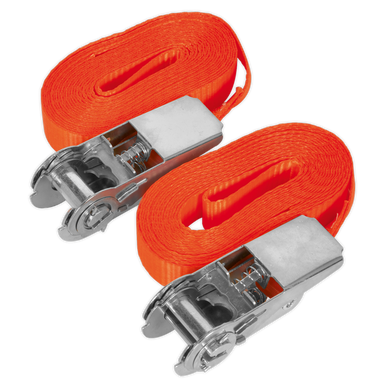 Sealey - Self-Securing Ratchet Tie Down 25mm x 4.5m 800kg Pair