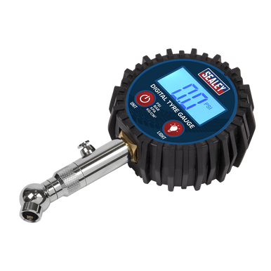 Sealey - Digital Tyre Pressure Gauge with Swivel Head and Quick Release