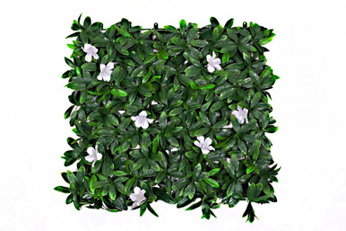 Artificial Green Wall Hedge with Dark Leaf Foliage and White Flowers Pack of 4