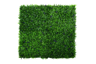 Artificial Green Wall Hedge with Leaf Foliage and Purple Flowers Pack of 4