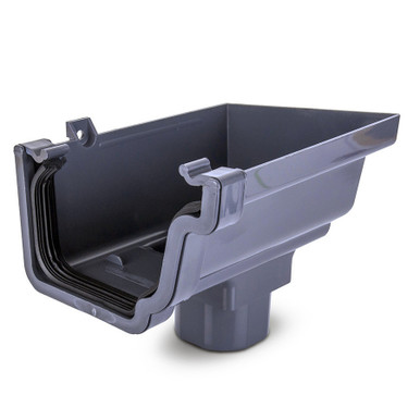 Eurocell Gutter Universal System Plus Stop End Running Outlet Right Hand Anthracite