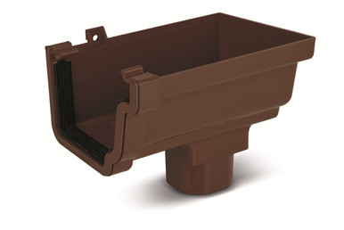 Eurocell Gutter Universal System Plus Stop End Running Outlet Right Hand Brown