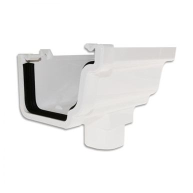 Eurocell Gutter Universal System Plus Stop End Running Outlet Right Hand White
