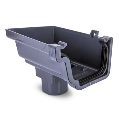 Eurocell Gutter Universal System Plus Stop End Running Outlet Left Hand Anthracite
