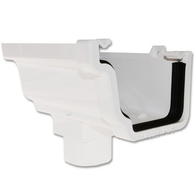 Eurocell Gutter Universal System Plus Stop End Running Outlet Left Hand White