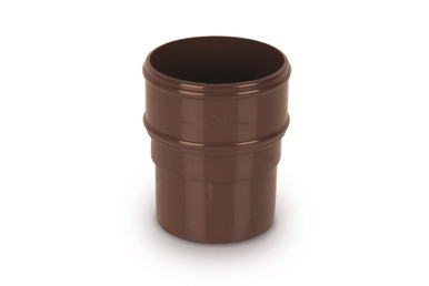Eurocell Gutter Round Drainpipe Socket 68mm Brown