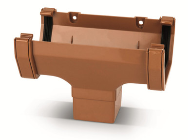 Eurocell Gutter Square Running Outlet 114mm Clay Brown