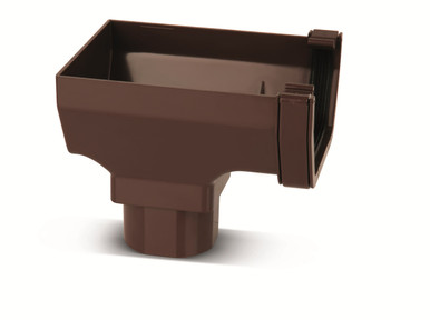 Eurocell Gutter Square Stop End Outlet 114mm Brown