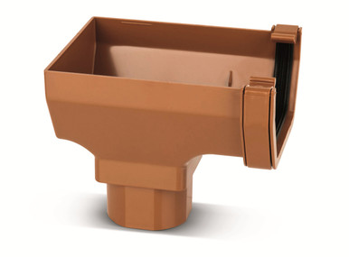 Eurocell Gutter Square Stop End Outlet 114mm Clay Brown