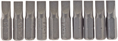 Draper - 6mm 1/4inch Hex Plain Slot Insert Bit 25mm Long x 10