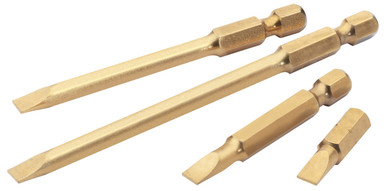 Draper - 3mm 1/4inch Hex Plain Slot Titanium Nitride Coated Insert Bit 25mm Long x 10