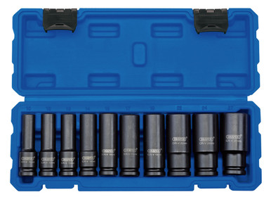 Draper - 1/2inch Sq. Dr. Metric Deep Impact Socket Set (10 Piece)