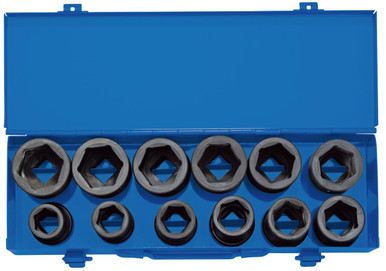 Draper - 3/4inch Sq. Dr. Combined MM/AF Impact Socket Set in Metal Case 12 Piece