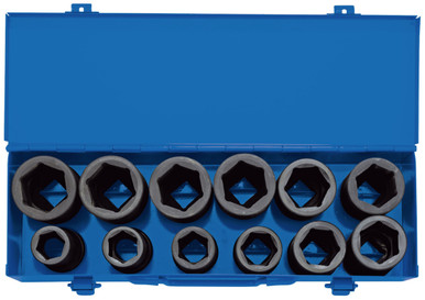 Draper - 3/4inch Sq. Dr. Combined MM/AF Deep Impact Socket Set in Metal Case 12 Piece