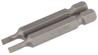 Draper - 3mm 1/4inch Hex Plain Slot Insert Bit 50mm Long x 2