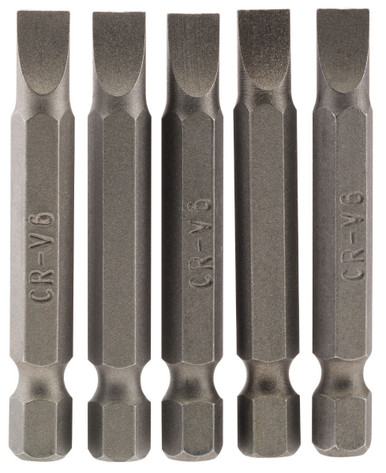 Draper - 6mm 1/4inch Hex Plain Slot Insert Bit 50mm Long x 5