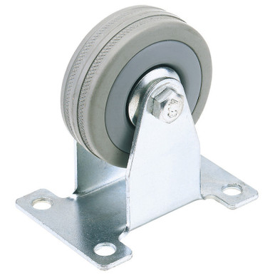 Draper - 100mm Dia. Fixed Plate Fi x ing Rubber Castor S.W.L. 80Kg