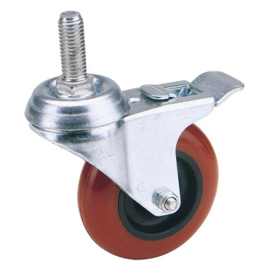 Draper - 100mm Dia. Swivel Bolt Fi x ing Polyurethane Wheel with Brake S.W.L. 125Kg