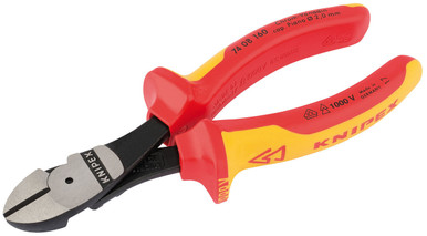 Draper -  Knipex 74 08 160UKSBE VDE Fully Insulated High Leverage Diagonal Side Cutters 160mm