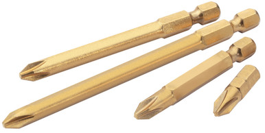 Draper -  No.1 1/4inch Hex Cross Slot Titanium Nitride Coated Insert Bit 75mm Long x 2