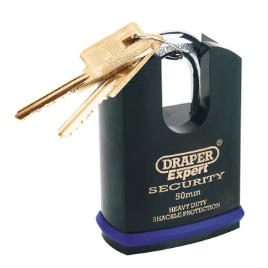 Draper - 50mm Heavy Duty Padlock and 2 Keys with Shrouded Shackle