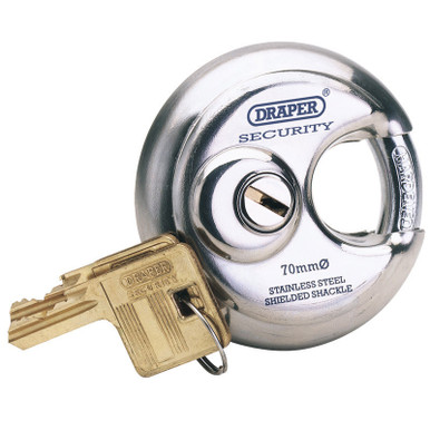 Draper - 70mm Diameter Stainless Steel Padlock and 2 Keys