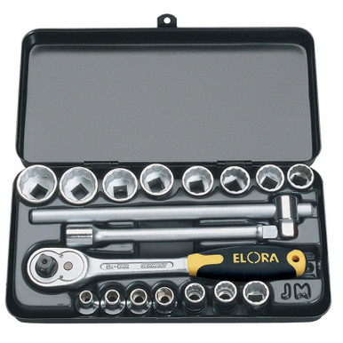Draper - 3/8inch Sq. Dr. Elora Metric Socket Set 18 Piece