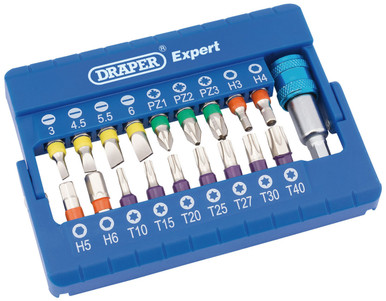 Draper - Coloured Screwdriver Bit Set 19 Piece