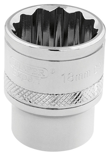 Draper - 3/8inch Sq. Dr. Hi-Torq 12 Point Socket 18mm