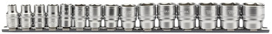 Draper - 3/8inch Sq. Dr. Metric Socket Set on Metal Rail 15 Piece