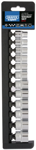 Draper - 3/8inch Sq. Dr. Multi-Drive Socket Set 12 Piece