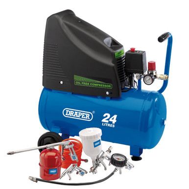 Draper - 230V Oil Free Compressor and Air Tool Kit
