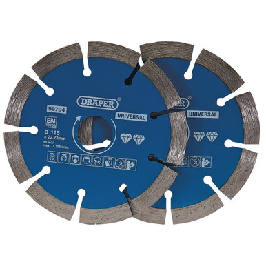 Draper -  Segmented Diamond Blade Twin Pack 115mm