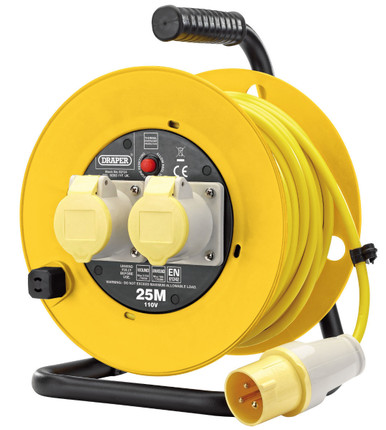 Draper - 110V Twin Extension Cable Reel 25M