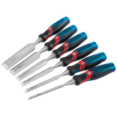 Draper - 140mm Soft Grip 'Pound Thru' Bevel Edge Wood Chisel Set 6 Piece