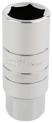 Draper - 3/8inch Sq. Dr. 12mm Thread 6 Point Spark Plug Socket 18mm Socket