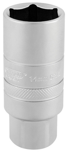 Draper - 3/8inch Sq. Dr. 14mm Thread 6 Point Satin Chrome Spark Plug Socket 21mm Socket